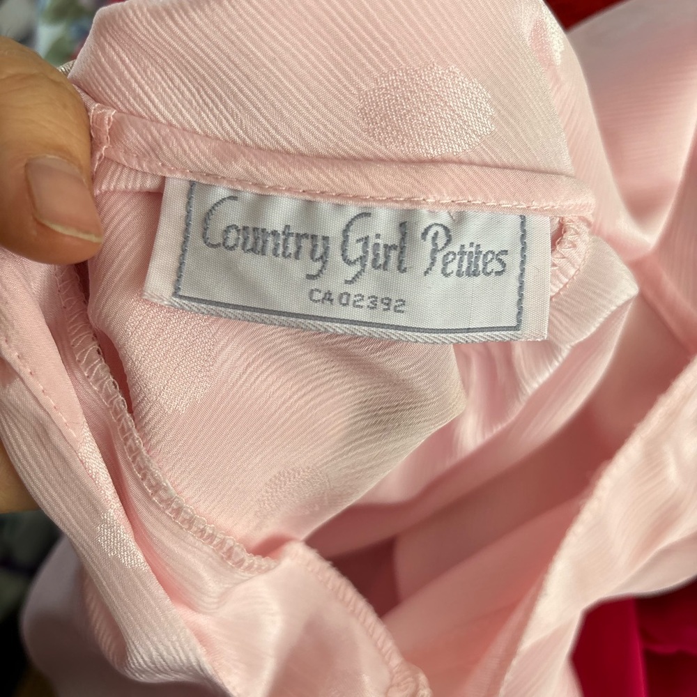 Vintage Pink Polka Dot Blouse with Tie - Picture 7 of 7